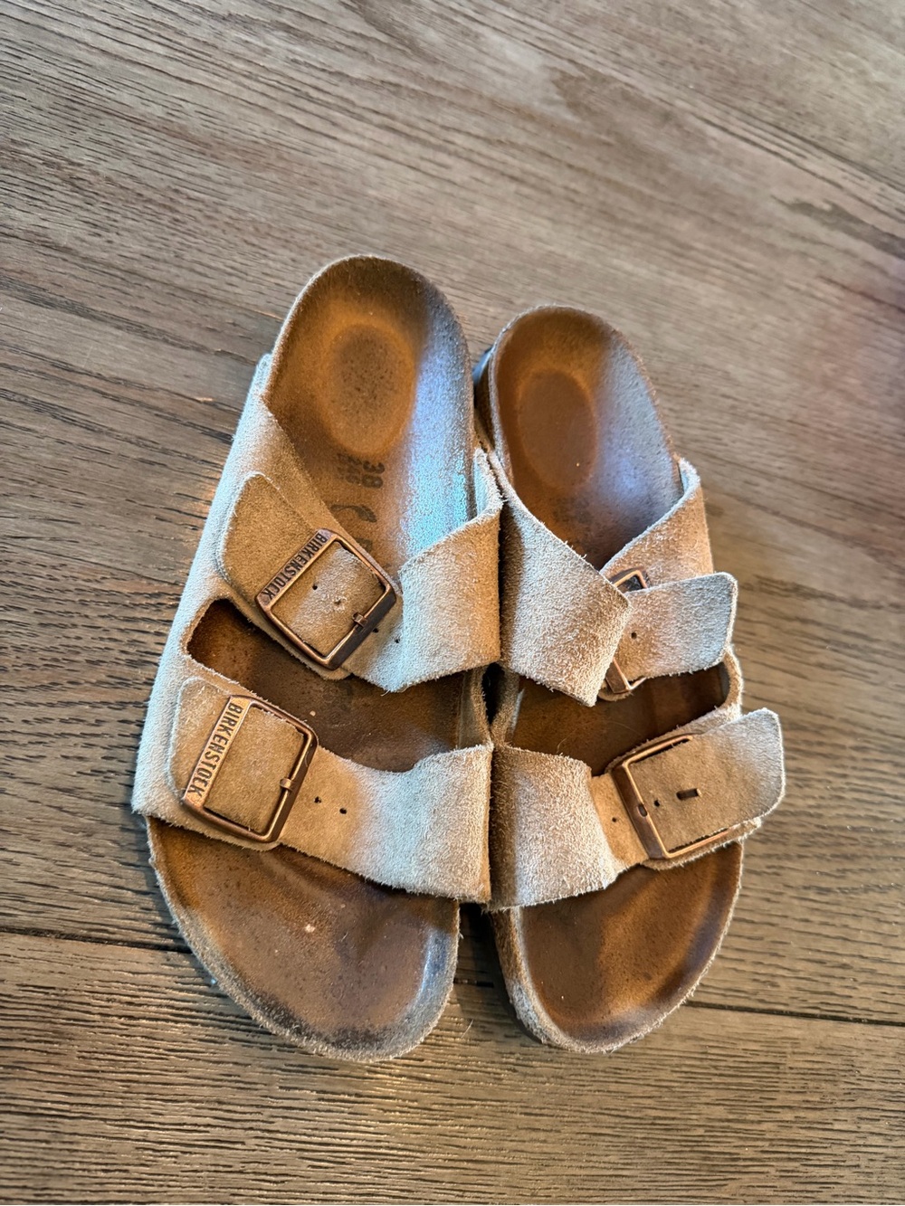 Birkenstock Brown Suede Sandal with Adjustable Buckle. Size 38